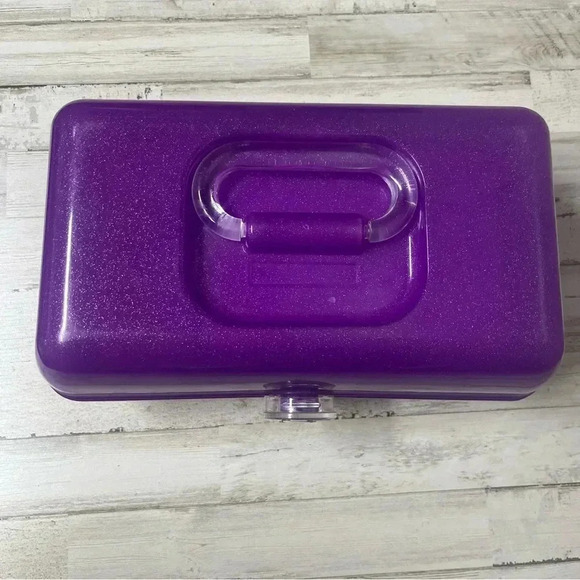 Caboodles Cosmetic Makeup Case Organizer Tray with Mirror Purple Sparkle USA - Picture 3 of 9